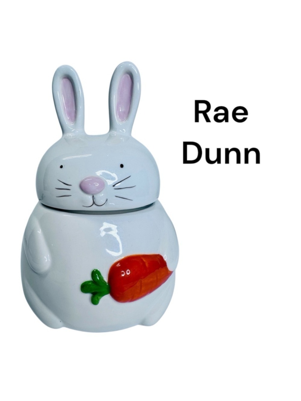 Rae Dunn Bunny Rabbit Easter Cookie Jar Storage Canister NEW